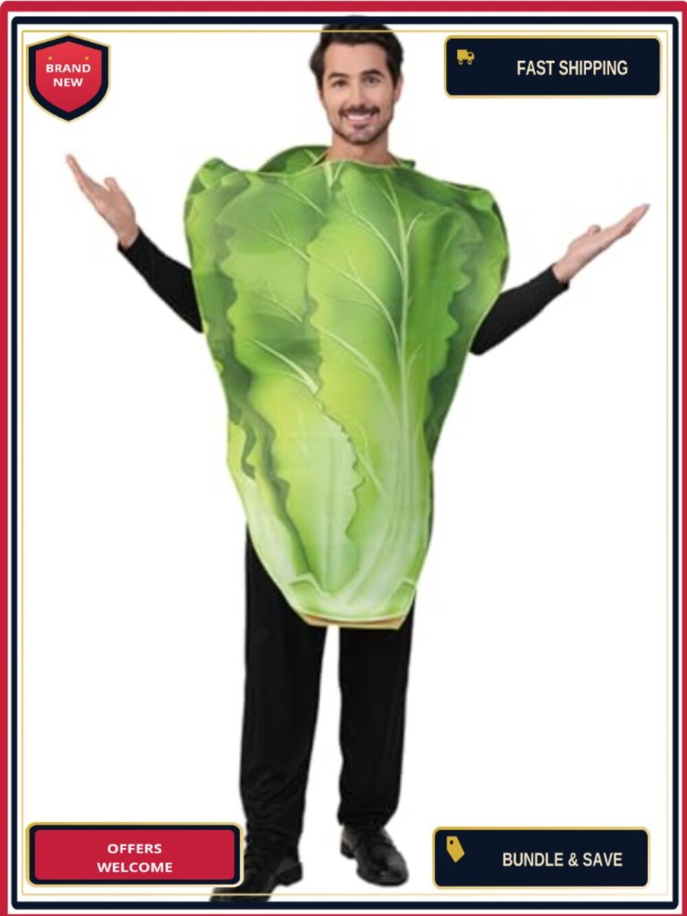 Lettuce Costume Adult One Size Tunic Unisex Couples Halloween Food Theme Party